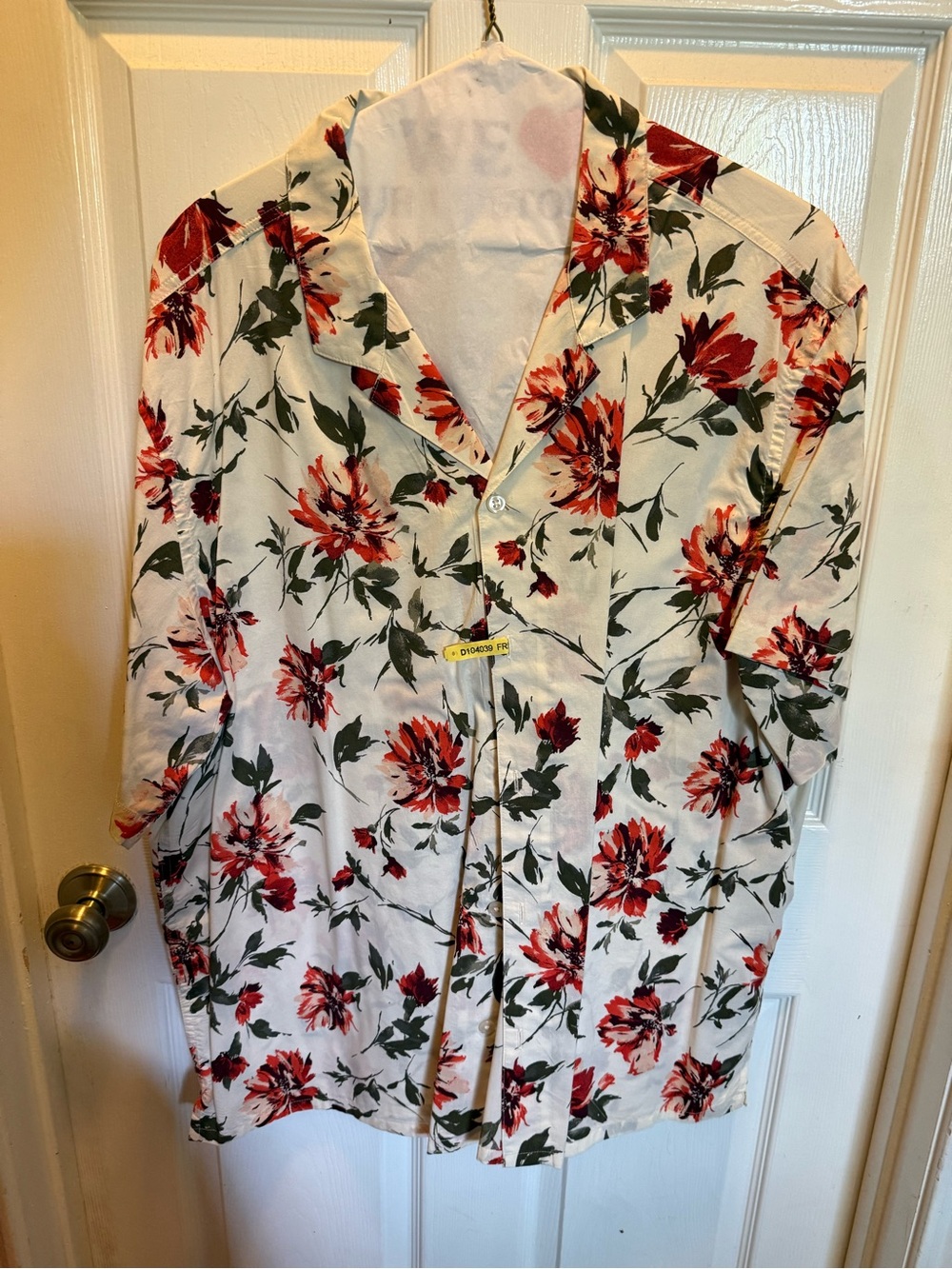 Old Navy Cream Midi Dress with Red Floral Print